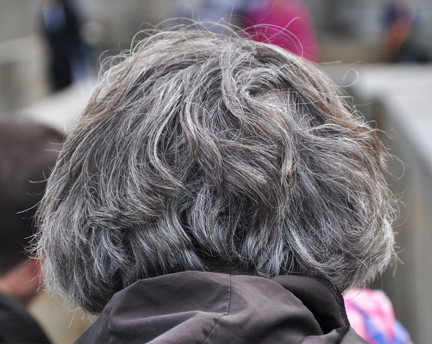 Grey hair man. 