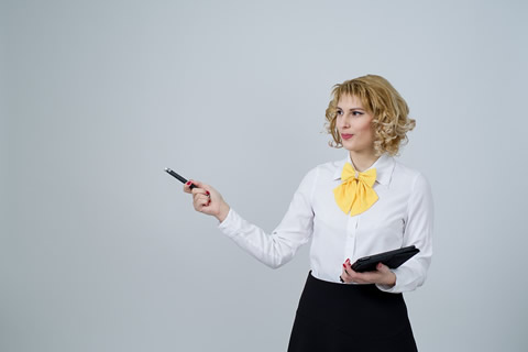 Elegant woman giving a presentation.