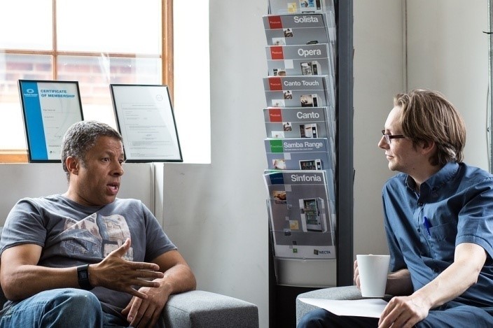 Men chatting