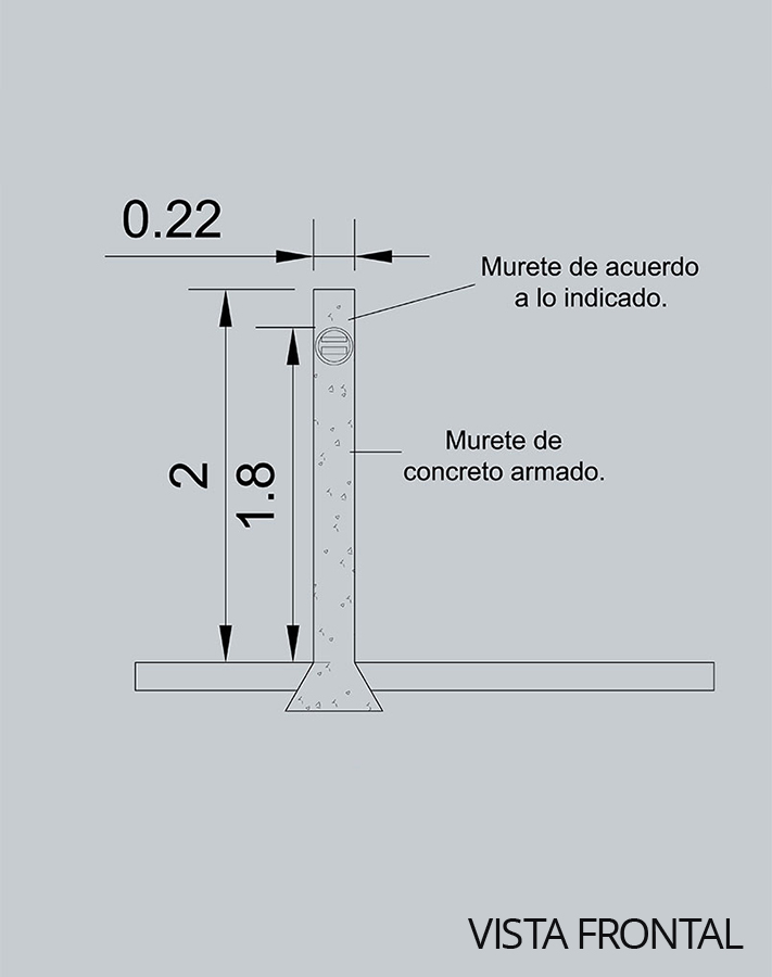 Gráfico que muestra una acometida subterránea monofásica por columna desde una vista frontal