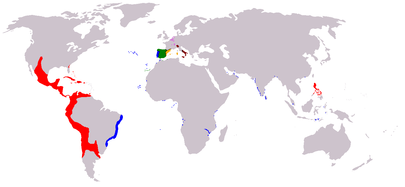 Mapa del Imperio de Felipe II en 1598.